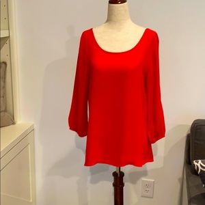 Red boat neck 3/4 length sleeve top